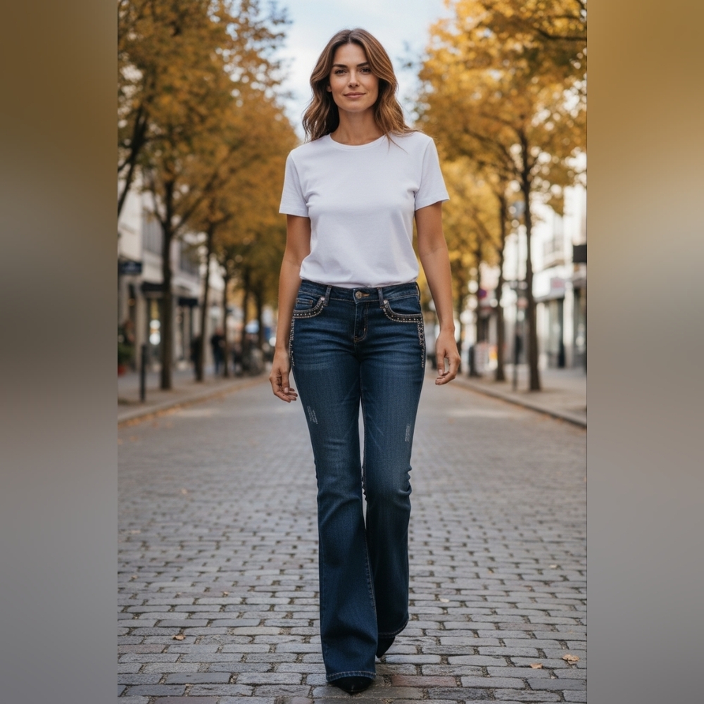 Level 99 Women's Dark Blue Flared Jeans